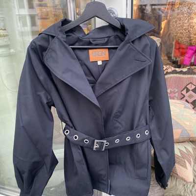 BRGN Duskregn Short Trench Coat New Black