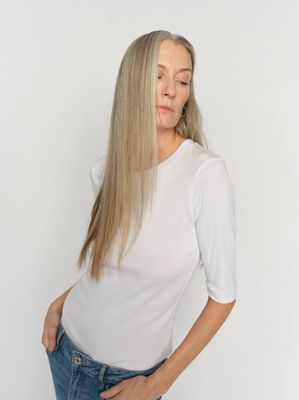 MOS MOSH MALI O NECK 3/4 SLEEVE TEE WHITE 