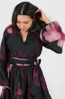 HÉLÈNE STUDIOS Belle Dress Black/Plum/Pink 