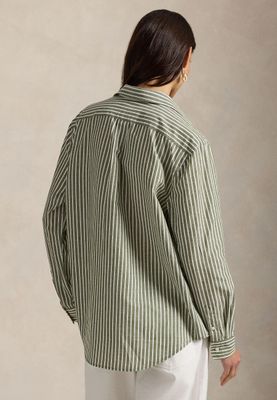 RALPH LAUREN Classic Fit Striped Cotton-Linen Shirt