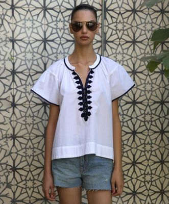 ROSE & ROSE Clematis Top White With Navy