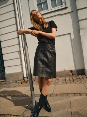 MOS MOSH MMAdelyn Leather Skirt Black 
