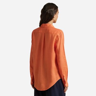 POLO RALPH LAUREN Classic Fit Linen Shirt - True Orange