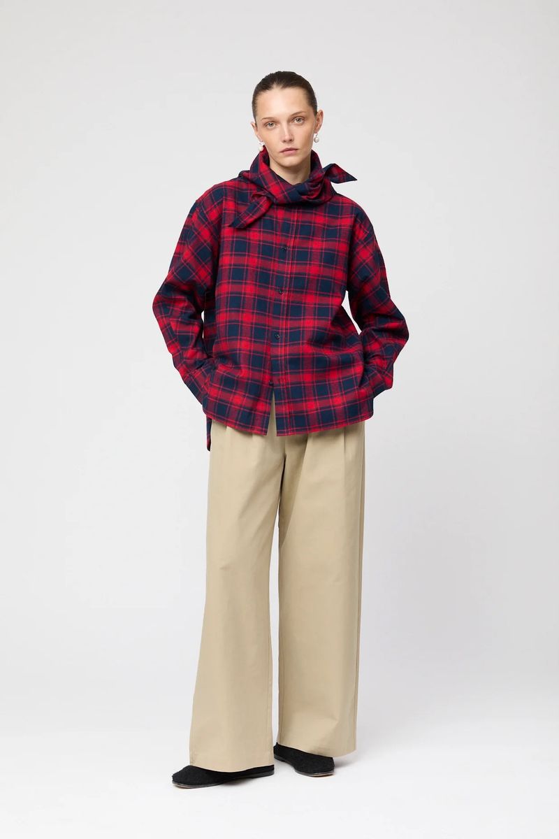 FWSS Coastal Shirt Red Navy Check Flannel