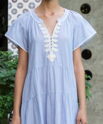 ROSE & ROSE Camelia Maxi Dress Blue Stripe With White