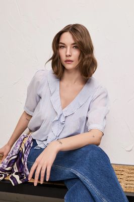 PIA TJELTA ELLIOT SHORTSLEEVE DUSTY BLUE 