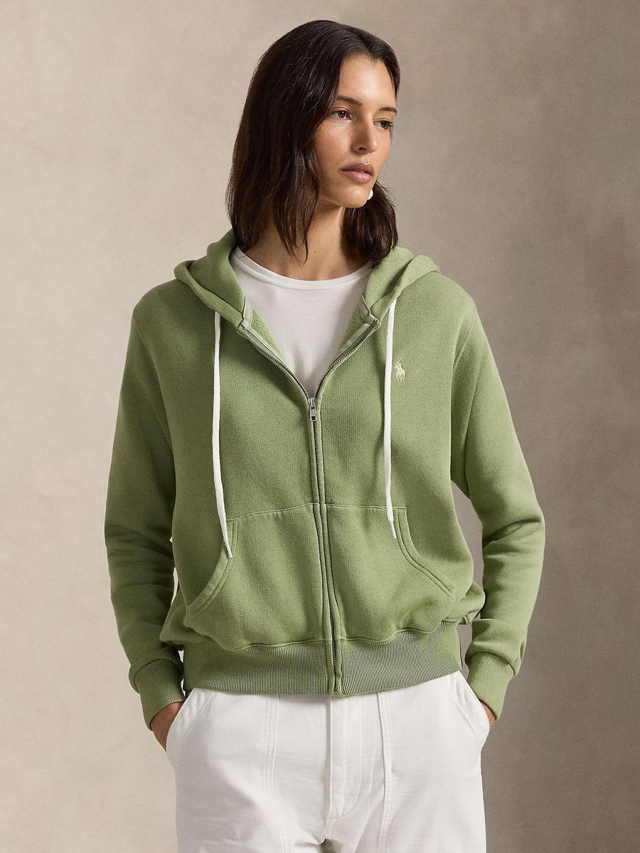 RALPH LAUREN Fleece full-zip hoodie OLIVE