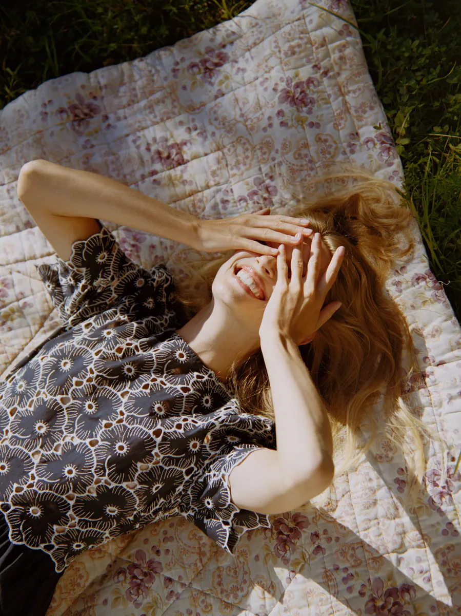 BY TIMO Broderie Anglaise Maxi Dress Marine