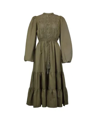 BY TIMO Winter Cotton Midi Dress Olive 